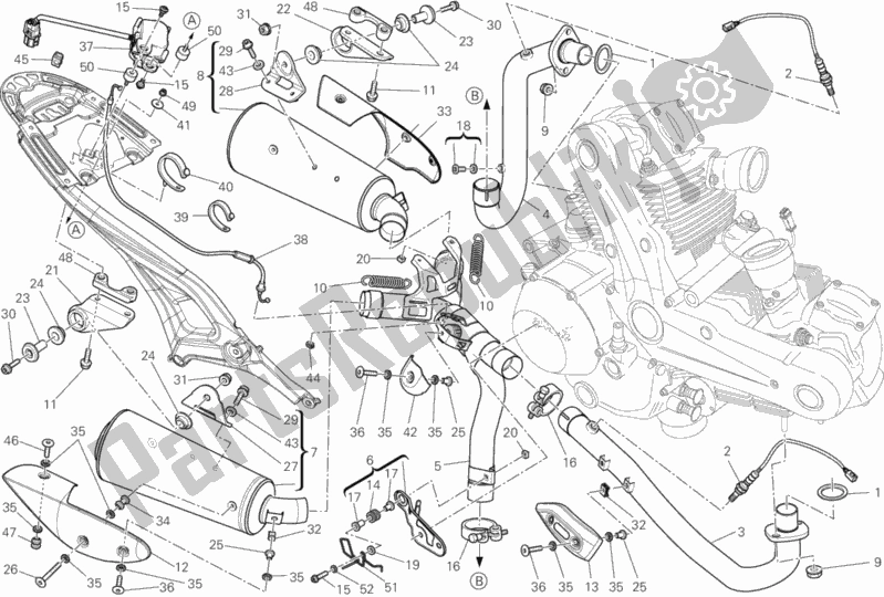 Alle onderdelen voor de Uitlaatsysteem van de Ducati Monster 795 ABS 2014